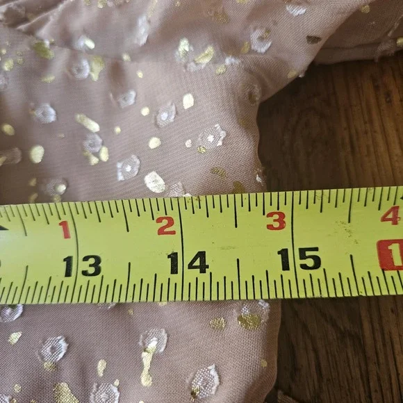 Storia Women Gold Flake Embroidered Dots Babydoll Puff Sleeve Mini Dress Small - Picture 10 of 10